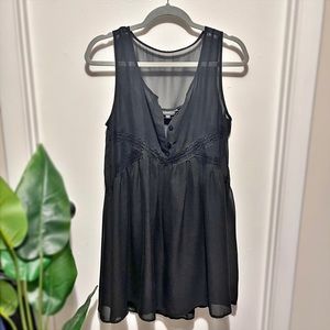 Express Black Button-up Babydoll Dress in size Medium.